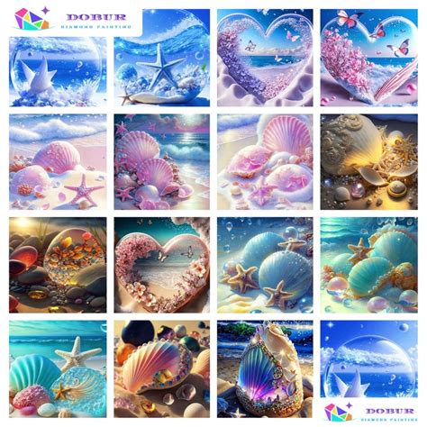 Dobur Diamond Painting Kit Round Beach Shell Fantasy Sea Full Drill