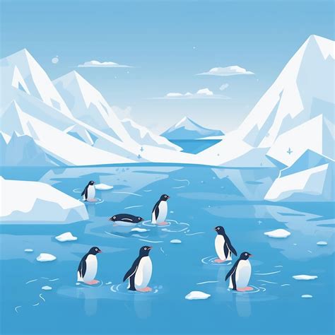 Premium AI Image A Painting Of Penguins On Ice With Icebergs In The