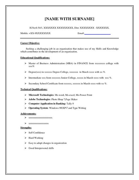 Simple Resume Templates Funlader