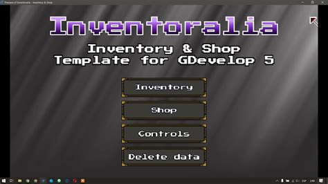 GDevelop Inventoralia Inventory Shop Template For GDevelop 5