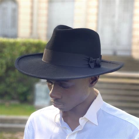 Man fedora hat large brim men fedora hat black felt fedora | Etsy