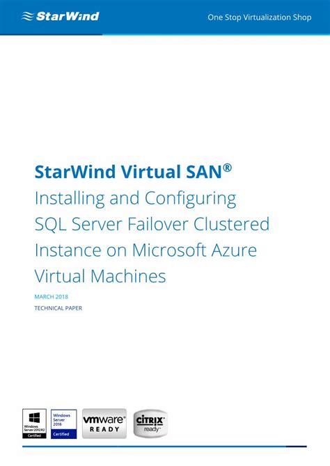 Pdf Installing And Configuring Sql Server Failover Clustered · Microsoft Azure Virtual