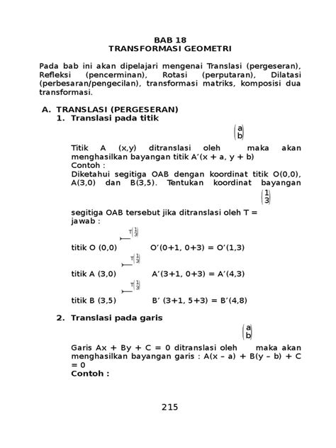 Contoh Soal Translasi Refleksi Rotasi Dan Dilatasi