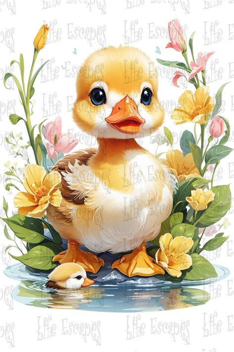 Printable Cute Baby Duck Clipart Bundle Set 5 PNG Commercial Use