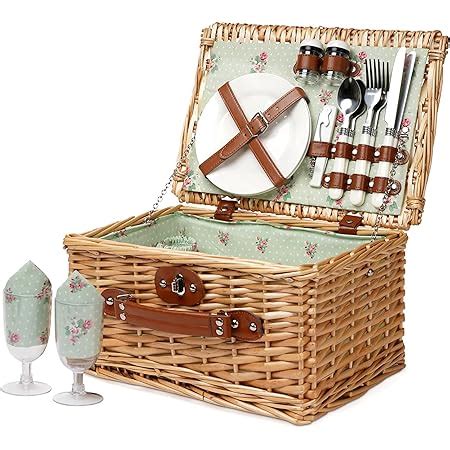 Wicker Picnic Basket For 2 Handmade Willow Hamper Basket Sets 2 Person