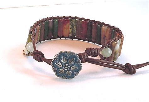 Gemstone Wrap Bracelet Handmade Leather Cord Jewelry