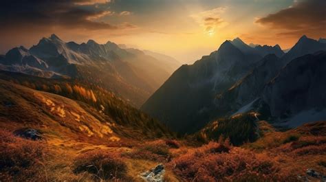 Premium AI Image | A sunset with a mountain background