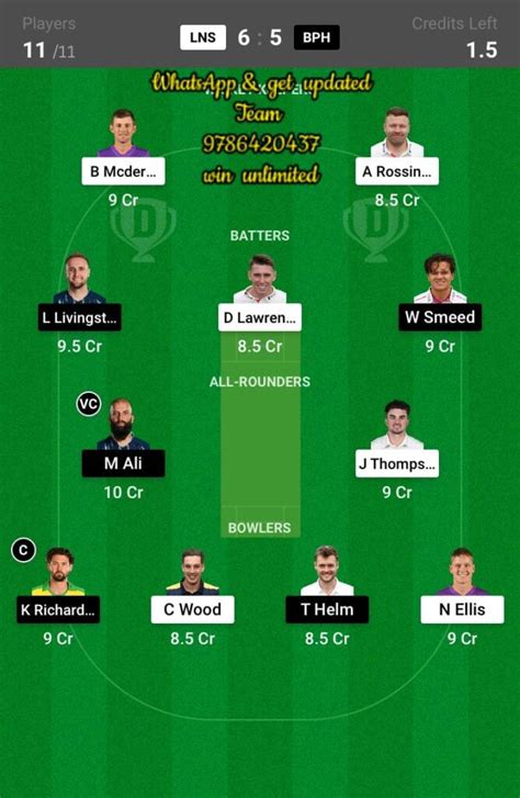 LNS Vs BPH 30th Match Dream11 Team Fantasy Prediction The Hundred