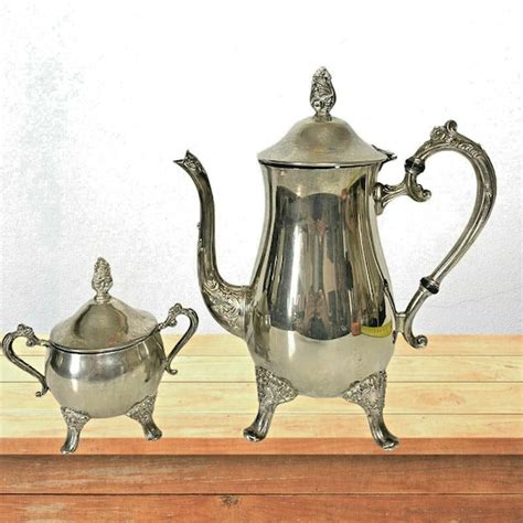 vintage ep brass silver plated  brass  piece tea coffee pot etsy