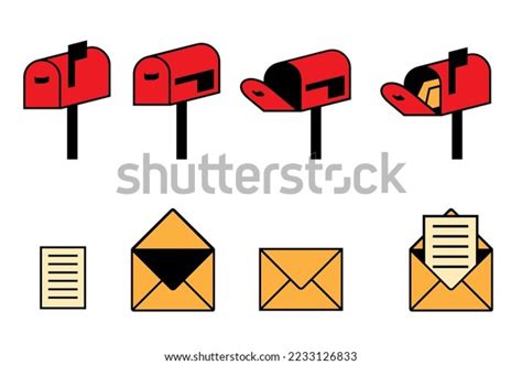 Mailboxes Letters Set Incoming Inbox Message Stock Vector Royalty Free