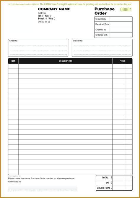 Free Printable Purchase Order Form For Decorations Printable Forms