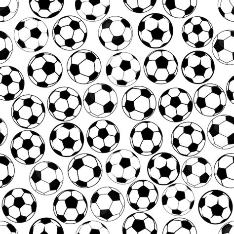 Balones de fútbol blanco y negro de patrones sin fisuras Vector Premium