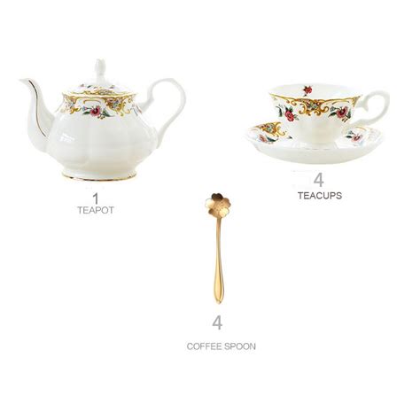 Get BESTLEAFTEA Elegant English Afternoon China Bone Tea Set 9 Pieces