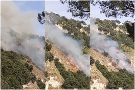 Napoli Brucia La Collina Dei Camaldoli Fiamme Vicino Alle Abitazioni