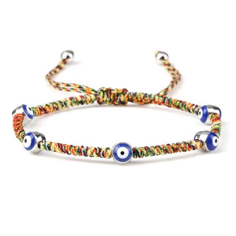 Bracelet Porte Bonheur Turc Bleu Mauvais Il Perles Corde Tress E