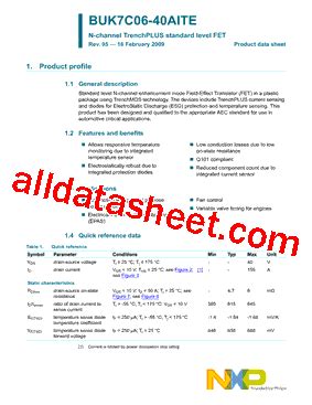 BUK7C06 40AITE 15 Datasheet PDF NXP Semiconductors