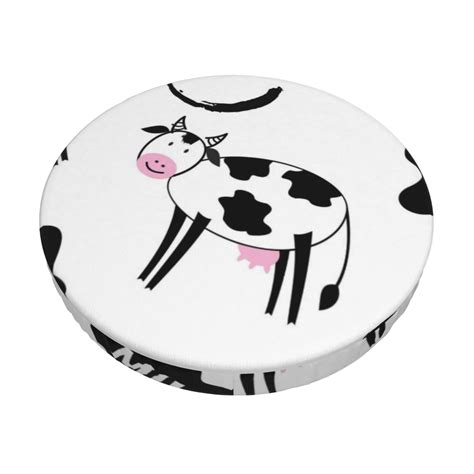 Junzan Cute Cow And Milk Stains Bar Stool Cover Round Seat Cushion With