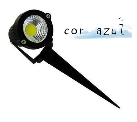 Luminaria Espeto LED Cob 7W Para Jardim Luz Azul Prova Dágua Bivolt