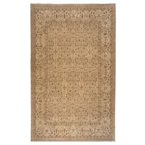 Traditional Handwoven Luxury Hadji Jalili Tabriz Beige Beige For Sale