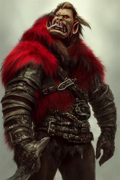 Red A Full Body Shot Of A Handsome Orc Looking Into Stable Diffusion