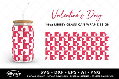 Valentines Day Libbey Glass Can Svg Graphic By Artbysugu · Creative Fabrica