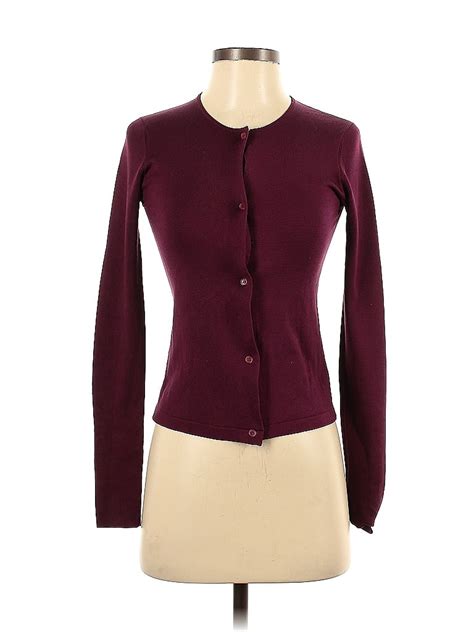 Calvin Klein Color Block Solid Burgundy Cardigan Size Xs 70 Off