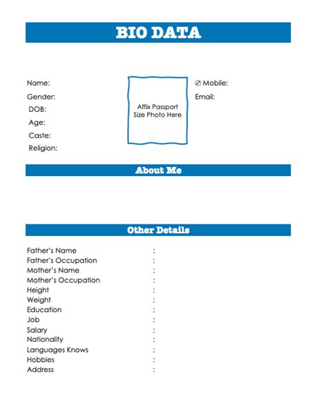 35 Marriage Biodata Formats In Word And Pdf Free Download