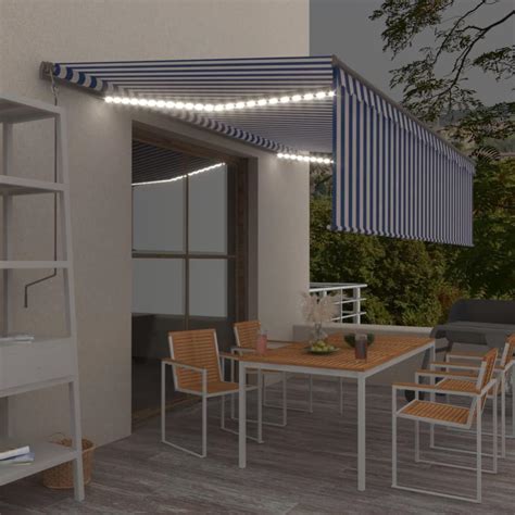 Maison Exclusive Toldo retrátil manual estore LED 5x3 m azul e