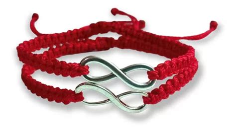 Set D O Pulseras De Infinito Hilo Rojo Tejida Pareja Novios Meses Sin