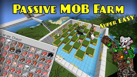 Passive Mob Farm Easy Food Leather Feathers And More Minecraft Farm