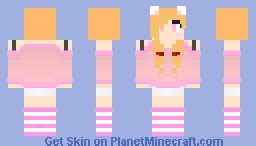 Pink and white themed cat girl- 🐱🐱🐱 Minecraft Skin