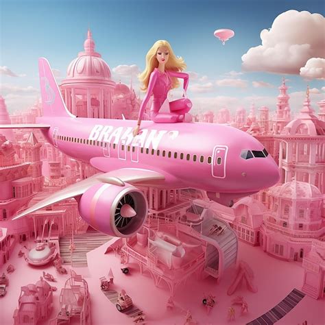 Premium AI Image | Barbie's HighFlying Adventure JetSetting in Her Pink ...