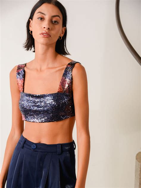 Arpyes Hex Sequin Crop Top Multicolor Redlou Online Store