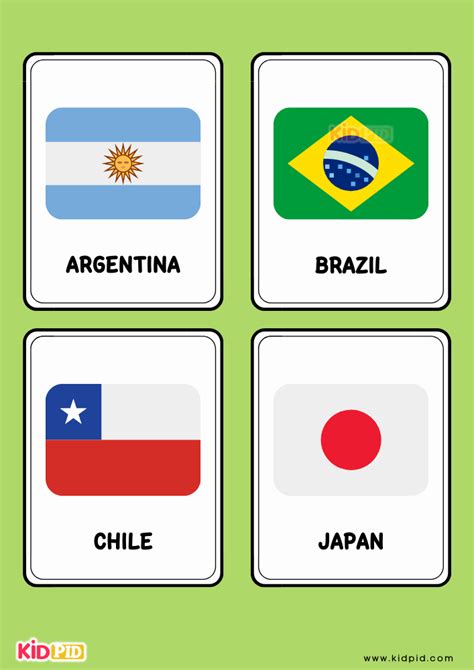 Free Printable Country Flags Flashcards Worksheet Off