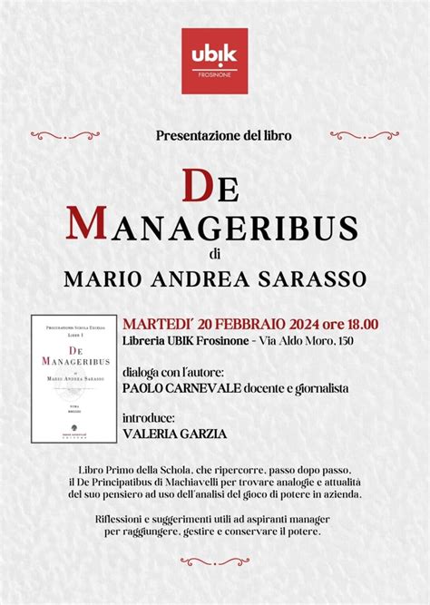 De Manageribus Alla Libreria Ubik Di Frosinone Lingegner Mario