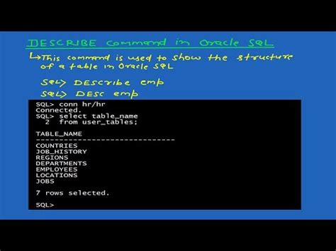 Sql Tutorial Oracle Tutorial What Is Describe Command In Sql Youtube