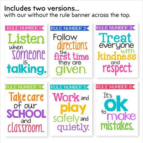 School Classroom Rules Poster Set Tidylady Printables 50 Off