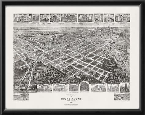 Rocky Mount NC 1907 Restored Map | Vintage City Maps