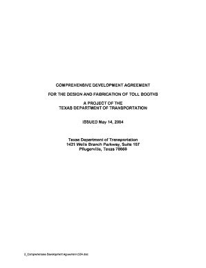 Fillable Online Ftp Txdot Comprehensive Development Agreement For The