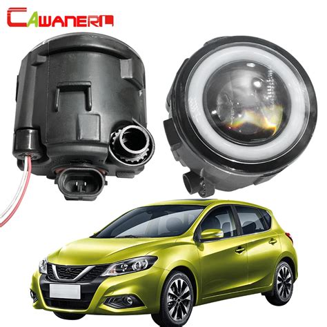 Cawanerl For Nissan Tiida 2007 2012 Car LED Fog Light 3000LM Angel Eye