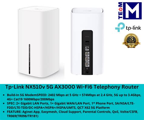 Tp Link NX510v 5G AX3000 Wi Fi6 Telephony Router