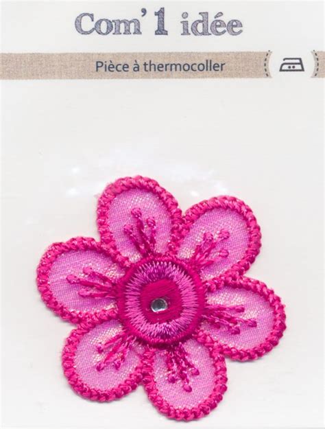 Écusson Thermocollant GRANDE FLEUR ROSE Maman La Fée