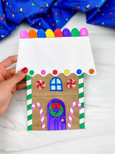 Gingerbread House Paper Bag Craft Free Template Paper Bag Crafts