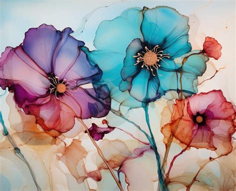 Premium Ai Image Alcohol Ink Art With Dripping Watercolor With