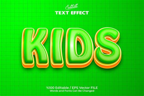 Premium Vector Editable Text Effect Green And Orange Color 3d Kids Text