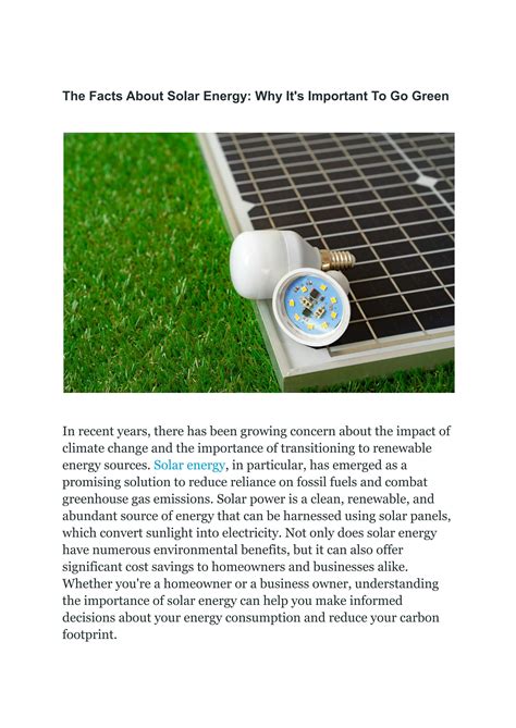 The Facts About Solar Energy Why Its Important To Go Green By Ahlecsolar Issuu