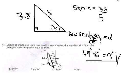 calcular el ángulo que forma una escalera con el suelo si la escalera