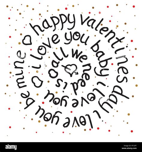 Valentines Day Round Lettering On Dot Background Vector Illustration