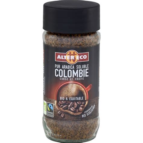 ALTER ECO Café soluble Colombie pur arabica bio 100g pas cher Auchan fr