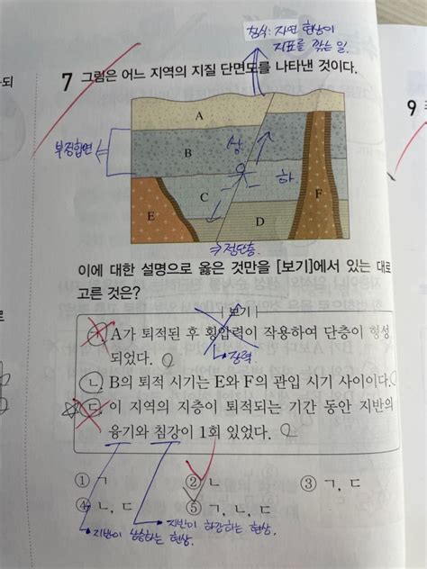 지구과학 1 질문지질 단면도 지식in